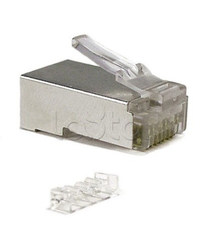 Коннектор RJ-45 под витую пару, категория 6 (50 µ/ 50 микродюймов), экранированный, универсальный (для одножильного и многожильного кабеля), со вставкой Cabeus 8P8C-SH-C6-TWP в Березниках Коннекторы и разъемы Pintop.ru