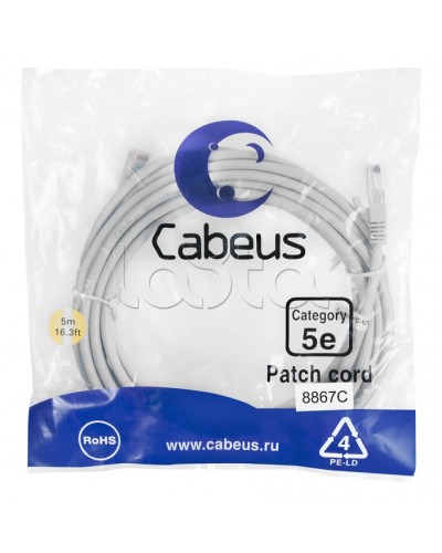 Патч-корд медный U/UTP кат.5е (5м) LSZH (черный) Cabeus (PC-UTP-RJ45-Cat.5e-5m-BK-LSZH) в Березниках Патчкорды (медные) Pintop.ru