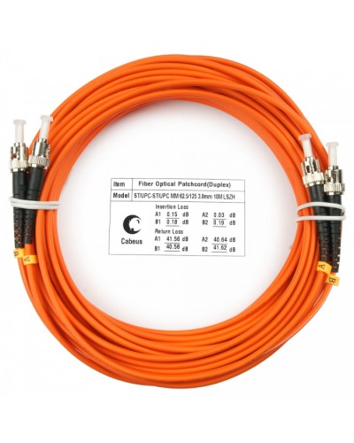 Шнур оптический duplex ST-ST 62,5/125 mm 10м LSZH Cabeus FOP-62-ST-ST-10m в Березниках Патч-корды оптические Pintop.ru