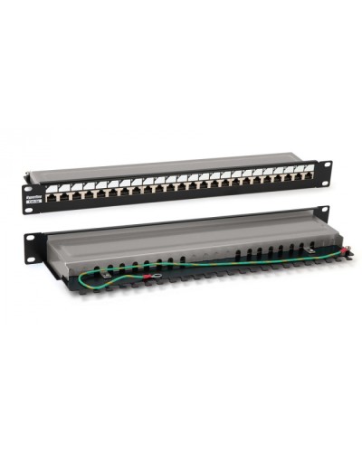 Патч-панель 19, 1U, 24 порта RJ-45 полн. экран., категория 6, Dual IDC, цвет черный Hyperline PP3-19-24-8P8C-C6-SH-110D в Березниках Патч панель Pintop.ru