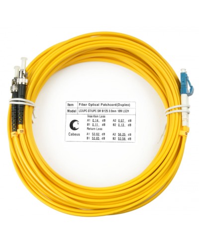 Шнур оптический duplex LC-ST 9/125 sm 15м LSZH Cabeus FOP(d)-9-LC-ST-15m в Березниках Патч-корды оптические Pintop.ru