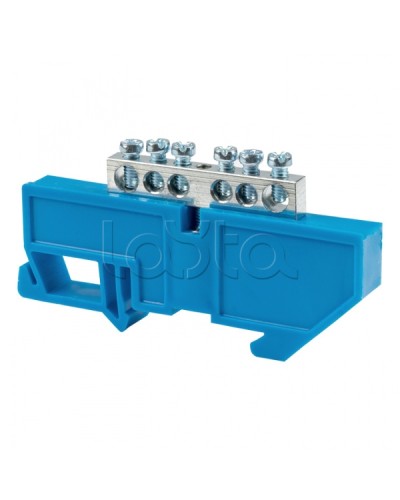 Шина 0 N (6x9мм) 6 отв. цинк синий изолятор на DIN-рейку EKF (sn1-63-06-d) в Березниках Крепежные изделия Pintop.ru