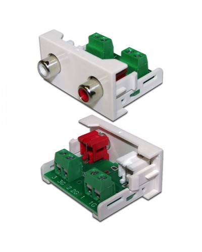 Вставка Mosaic 22.5x45 2xRCA Stereo Audio, белая LANMASTER (LAN-WA-LP-2RCA-WH) в Березниках Коннекторы и разъемы Pintop.ru