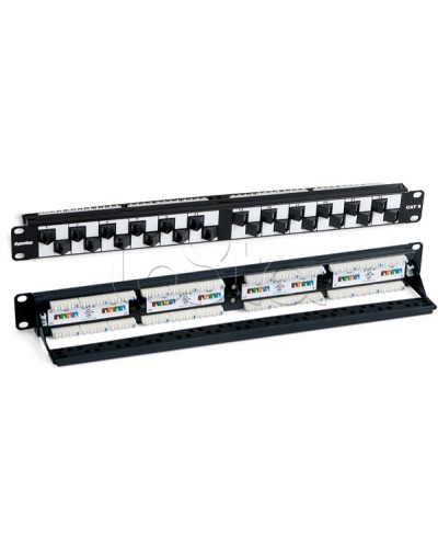 Патч-панель 19, 1U, с угловыми портами, 24 порта RJ-45, категория 6 Hyperline PP2A-19-24S-8P8C-C6-110 в Березниках Патч панель Pintop.ru