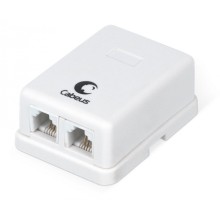 Розетка телефонная RJ-12(6P4C), двойная, внешняя, белая Cabeus WS-6P4C-TEL-2