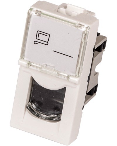 Вставка Mosaic 22.5x45, RJ-45 UTP, белая LANMASTER (LAN-SIP-22U5E-WH) в Березниках Коннекторы и разъемы Pintop.ru