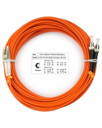 Шнур оптический duplex LC-ST 62,5/125 mm 10м LSZH Cabeus FOP-62-LC-ST-10m в Березниках Патч-корды оптические Pintop.ru