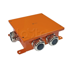 SMB120 Коробка металлическая, огн. E-110,о/п 120х120х60, 4 метал. гермоввода, IP66, 12P, (1,5-4 мм2), цвет оранж. Экопласт (56174)