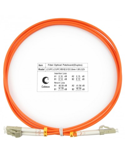 Шнур оптический duplex LC-LC 62,5/125 mm 1,5м LSZH Cabeus FOP-62-LC-LC-1,5m в Березниках Патч-корды оптические Pintop.ru