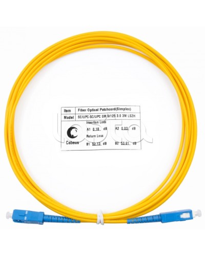 Патч-корд волоконно-оптический (шнур) SM 9/125 simplex SC-SC LSZH (3м) Cabeus FOP(s)-9-SC-SC-3m в Березниках Патч-корды оптические Pintop.ru