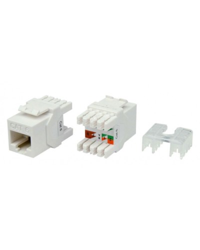 Вставка Keystone Jack RJ-45(8P8C) Hyperline KJ8-8P8C-C6-180-WH в Березниках Модули Keystone Pintop.ru