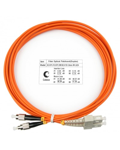 Шнур оптический duplex SC-FC 62,5/125 mm 3м LSZH Cabeus FOP-62-SC-FC-3m в Березниках Патч-корды оптические Pintop.ru