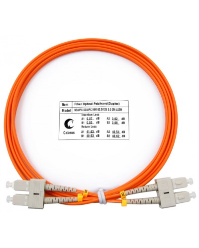 Шнур оптический duplex SC-SC 62,5/125 mm 2м LSZH Cabeus FOP-62-SC-SC-2m в Березниках Патч-корды оптические Pintop.ru