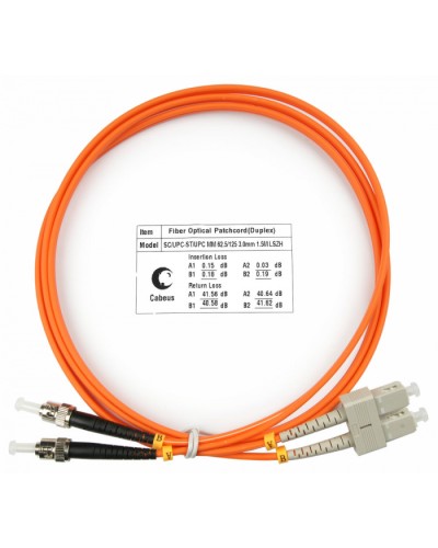 Шнур оптический duplex SC-ST 62,5/125 mm 1,5м LSZH Cabeus FOP-62-SC-ST-1,5m в Березниках Патч-корды оптические Pintop.ru