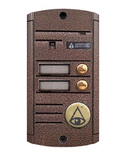 Видеопанель вызывная накладная цветная на 2 абонента Activision AVP-452 (PAL, медь) в Березниках Вызывные видеопанели малоабонентные Pintop.ru