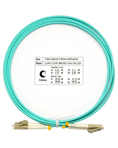 Шнур оптический duplex LC-LC 50/125 mm OM3 2м LSZH Cabeus FOP-50-LC-LC-2m в Березниках Патч-корды и пигтейлы Pintop.ru
