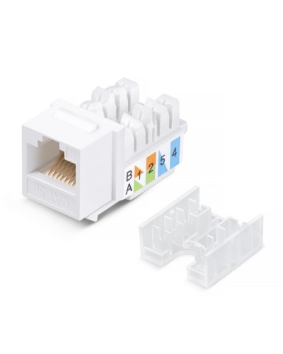 Вставка Keystone Jack RJ-45, категория 5e, заделка 110 тип, белая, со стяжкой Cabeus KJ-RJ45-Cat.5e-90-SW в Березниках Модули Keystone Pintop.ru