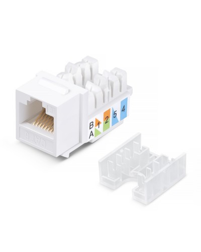 Вставка Keystone Jack RJ-45, категория 6, заделка тип 110, белая, со стяжкой Cabeus KJ-RJ45-Cat.6-90-SW в Березниках Модули Keystone Pintop.ru