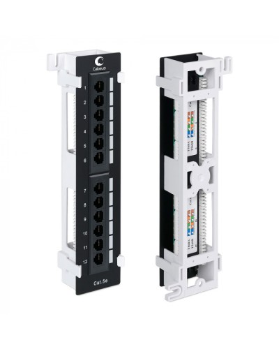 Патч-панель настенная, 12 портов RJ-45, категория 5е, с подставкой Cabeus PL-12-Cat.5e-WL-Dual IDC в Березниках Патч панель Pintop.ru
