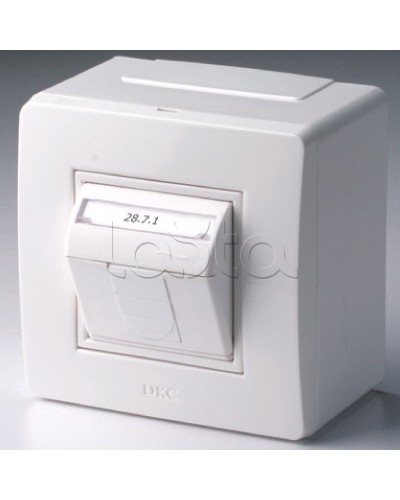 Коробка в сборе с 1 розеткой RJ45, кат.5е (телефон / компьютер), белая DKC 10665 в Березниках Распределительные коробки Pintop.ru