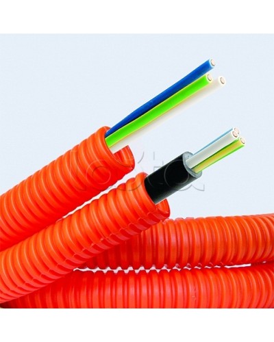 Электротруба ПНД гибкая гофр. д.16мм, цвет оранжевый, с кабелем ВВГнг(А)-LS 3х1,5мм² РЭК ГОСТ+, 50м DKC 7L91650 в Березниках Труба гофрированная Pintop.ru