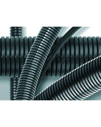 Труба гофрированная самозатухающий полиамид PA6V0 20 мм без зонда DKC 80020 (100 м) в Березниках Труба гофрированная Pintop.ru