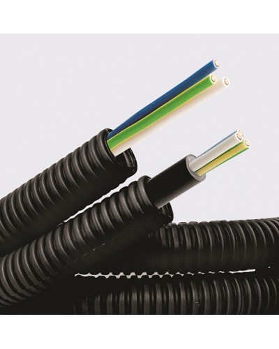 Электротруба ПНД гибкая гофр. д.16мм, цвет черный, с кабелем ВВГнг(А)-LS 3х1,5мм² РЭК ГОСТ+, 100м DKC 7L716100 в Березниках Труба гофрированная Pintop.ru