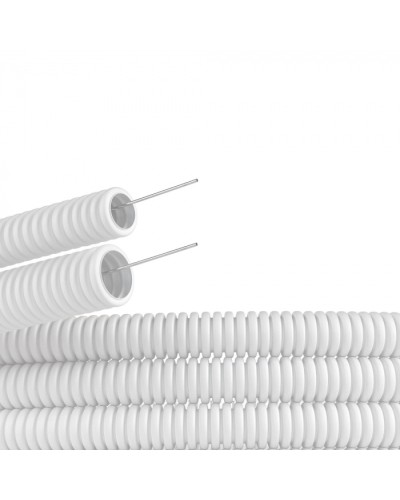 Труба ПЛЛ гибкая гофр. не содержит галогенов д.20мм, ПВ-0, с протяжкой,100м, цвет белый DKC (81820) в Березниках Труба гофрированная Pintop.ru