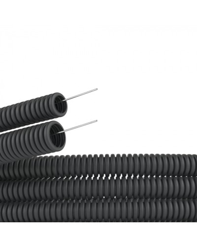 Труба гофр. самозатух. ПВХ 25 мм с зондом (50 м) черная DKC (91925B) в Березниках Труба гофрированная Pintop.ru