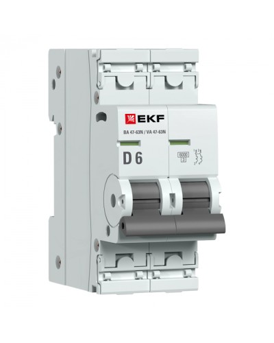 Автоматический выключатель 2P 6А (D) 6кА ВА 47-63N EKF PROxima (M636206D) в Березниках Электротехническое оборудование Pintop.ru