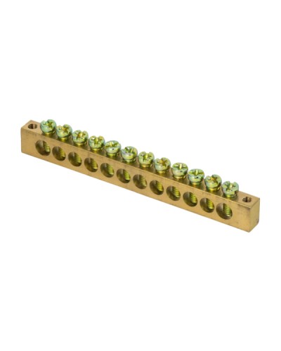 Шина PEN ноль-земля (6х9мм) 12 отверстий латунь крепеж по краям EKF PROxima (sn0-63-12-k) в Березниках Аксессуары для стоек и шкафов Pintop.ru