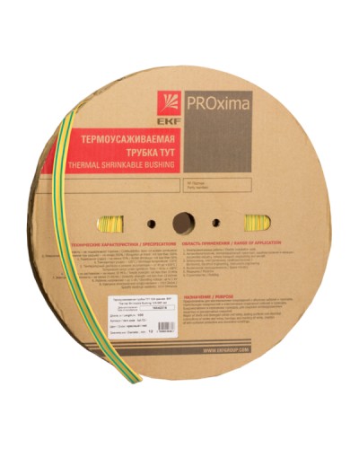 Термоусаживаемая трубка ТУТ нг 16/8 жел-зел рулон EKF PROxima (tut-16-yg) в Березниках Аксессуары для кабель-канала Pintop.ru