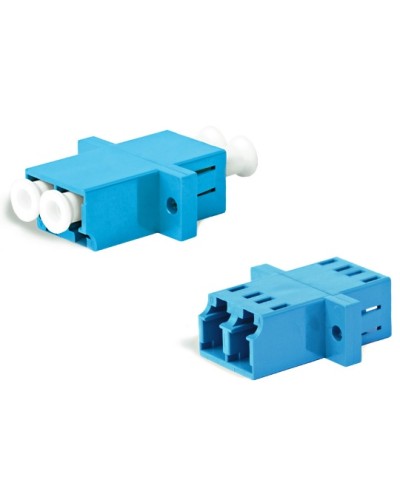Адаптер оптический проходной LC/UPC-LC/UPC, SM, duplex, корпус пластиковый, синий, белые колпачки LC/UPC-LC/UPC Hyperline FA-P11Z-DLC/DLC-N/WH-BL в Березниках Проходные адаптеры и розетки оптические Pintop.ru