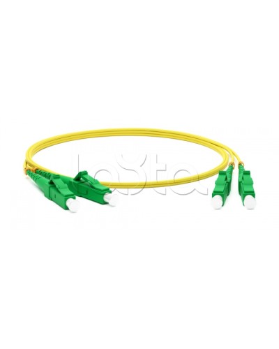 Патч-корд волоконно-оптический одномодовый SM 9/125 (OS2), LC/APC-LC/APC, duplex, LSZH, 1 м Hyperline FC-D2-9-LC/AR-LC/AR-H-1M-LSZH-YL в Березниках Патч-корды оптические Pintop.ru