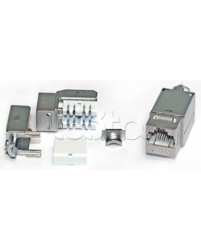 Вставка Keystone Jack RJ-45(8P8C), категория 6A, экранированная, 110 IDC, заделка с помощью NE-TOOL, белая Hyperline KJNE-8P8C-C6A-90-SH-F-WH в Березниках Модули Keystone Pintop.ru