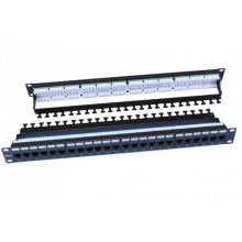 Патч-панель 19", 1U, 24 порта RJ-45, категория 6, Dual IDC, цвет черный Hyperline PP3-19-24-8P8C-C6-110D