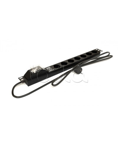 Блок розеток горизонтальный черн Hyperline (SHE19-7SH-BF-2.5EU) в Березниках Блоки розеток Pintop.ru