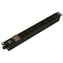 Блок розеток горизонтальный черн Hyperline (SHE19-8IEC-S-CB)