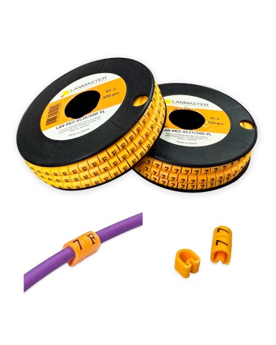 Клипса маркировочная на кабель диаметром 3.6–7.4 мм, символ 1, 500 шт., желтая LANMASTER LAN-MCC-EC21/500-YL в Березниках Аксессуары для стоек и шкафов Pintop.ru