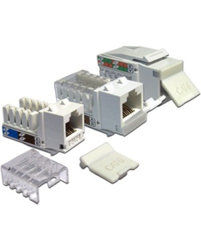 Модуль Keystone, RJ45, кат.6, UTP, 90 градусов, со встроенной шторкой, белый LANMASTER (LAN-OK45U6/90P-WH) в Березниках Коннекторы Pintop.ru