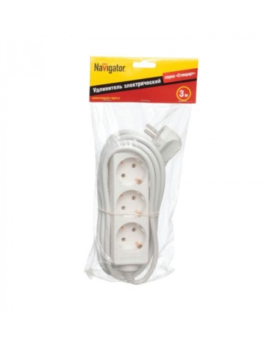 Удлинитель Navigator 94 179 NPE-S-03-300-E-3x1 с/з 3 гн. 3м в Березниках Блоки розеток Pintop.ru