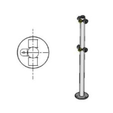 Стойка ограждения с 2-мя полупетлями под поворотную створку или секцию Т-образная по 2 муфты слева и справа Oxgard Стойка ограждения с 2-мя полупетлями Т-образная (ВЗР 1996.09.21)