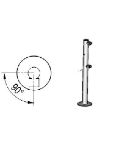 Стойка ограждения с отверстием под фиксатор L-образная, 2 муфты справа Oxgard Стойка ограждения с отверстием под фиксатор L-образная, 2 муфты справа (ВЗР 1996.09.62) в Березниках Ограждения Pintop.ru