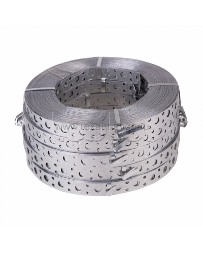 Лента полоса монтажная оцинкованная, перфорированная прямая 20 х 0,70 мм (рулон 25 м) REXANT (07-7107-4) в Березниках Крепежные изделия Pintop.ru