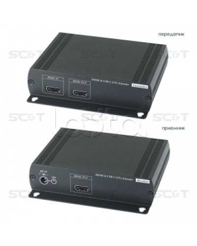 Удлинитель HDMI KVM (комплект приёмник + передатчик) по Ethernet до 120м (CAT5e) SC&T HKM01E в Березниках Видеоусилители, Модуляторы, Делители Pintop.ru