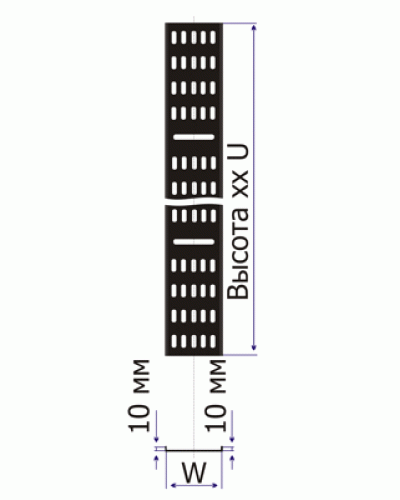 Лоток вертикальный кабельный для шкафов 18U, шириной 200 мм, черный TWT TWT-CB-CTR-18U-2 в Березниках Кабельные лотки Pintop.ru