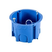 Коробка установочная для твер. стен D68x45 мм межцентр 71мм, IP20, без саморезов, цвет синий Экопласт (44662-1)