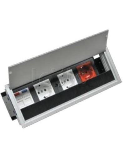 Люк настольный встраиваемый на 4 модулей (45х45мм) с крышкой, алюминий IP20 Экопласт 70044 в Березниках Системы лючков и колонн Pintop.ru