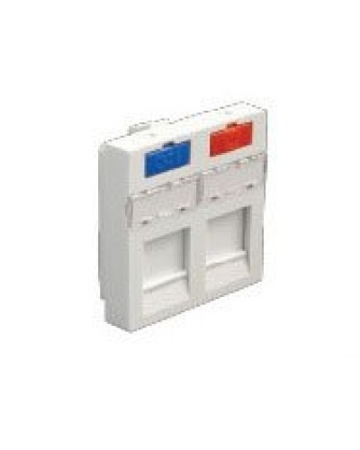 Лицевая панель (накладка) информационной розетки, 45х45 мм, 2 входа Экопласт (87002) в Березниках Розетки компьютерные и телефонные Pintop.ru