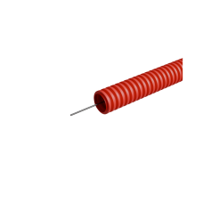 Труба гофрированная ПНД лёгкая d16 мм с зондом трудногорючая безгалогенная (HFFRLS), (уп. 100 м) КМ-профиль (KM-FRTG-16)